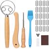 Carehabi Set di coltelli da forno e impastare, 2 coltelli da pane per tagli dritti e curvi con 20 coltelli, pennello in silicone e custodie protettive, accessori per la cottura del pane