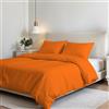 Italian Bed Linen Parure Copripiumino Elegant Letto Matrimoniale 100% Microfibra, Made in Italy - Set Copri Piumino - Sacco Piumone 250x200cm con Patella + 2 Federe 50x80cm, Tinta Unita - Arancione