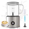 Casimhu Montalatte Elettrico 4 in 1, Montalatte Induzione 500ML Freddo e Caldo con Vetro Visibile Graduazione, Automatici, Silenziosa, Lavastoviglie per Cappuccino, Caffè, Latte (Argento)