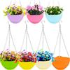 Cshangzei 7 vasi da fiori da 20,3 cm, in plastica, autoinnaffianti, colorati, da giardino, con scolapiatti e catena, per interni ed esterni, 7 colori