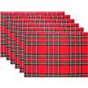 COTTON CRAFT Set di 6 tovagliette natalizie con motivo tartan, in puro cotone, riutilizzabili, con motivo a quadretti, decorazione da tavola per feste, 33 x 48 cm, colore rosso verde multicolore