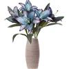 IPOPU Fiori di giglio artificiali blu, 5 pezzi, fiori di seta vintage per la decorazione della casa fiori finti blu finti fiori finti fiori finti composizione floreale decorazione per feste di nozze
