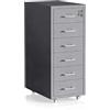 Relaxdays cassettiera su Ruote con 6 cassetti, Serratura, Metallo, Grigia, 69x28x41 cm