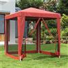 ZQQLVOO Tenda per feste con 4 pareti laterali in rete, rosso, 2 x 2 m, gazebo impermeabile in HDPE con telaio in ferro, per eventi all'aperto, protezione solare e ventilazione