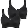 Ulla Popken Womenswear 793032 - Confezione da 2 Reggiseni Senza Ferretto in Microfibra Elasticizzata per Taglie Forti, Nero, 5C