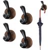 Korechain Set di 4 Ganci da Muro Autoadesivi, Ganci senza Trapano in Legno di Noce, Ganci per Abiti Nero 9x5x3,5cm per Bagno, Cucina, Soggiorno