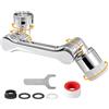 Longing Home Estensione del rubinetto girevole a 1440° con 2 funzioni, robusto accessorio per rubinetto girevole, braccio robot universale, filtro girevole per cucina e bagno, 1 pezzo, argento