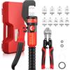 GETLITOOL Set Pinza Idraulica 8-Ton con 9 Matrici 4-70 mm², Tagliafili e Valigetta, Crimpatrice Manuale per Capicorda Idraulico, Kit Completo Professionale per Pressatura Terminali Elettrici