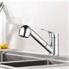 Namuoto Rubinetto da cucina estraibile, girevole a 360°, rubinetto da cucina, con colonna, uscita dell'acqua e uscita dell'acqua della doccia, 2 modalità, miscelatore monocomando per cucina, cromato