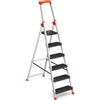 SONGMICS Scaletta a 6 Gradini, Scala Pieghevole in Lega di Alluminio, Gradini Larghi 12 cm, con Portautensili e Piedini Antiscivolo, Max. Portata Statica 150 kg, Nero e Arancione GLT06BK