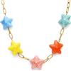 SINGULARU Collana da donna Starfish Chic Color Acciao Placcato Oro | Acciaio impermeabile placcato oro 18 kt e stelle in ceramica multicolore.