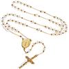 FaithHeart Collana Rosario Bianco Uomo Cattolico Collana Donna Rosario San Benedetto San Cristoforo Perline Argento 66+16 CM Regolabile Regalo Religioso