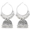 Niaspi Orecchini pendenti in argento a forma di campana, da donna, grandi, vintage, bohémien, Jhumki Jingling, con nappa, orecchini a cerchio in stile bohémien, lampadario indiano, leggero, gioielli etnici