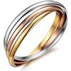 Kim Johanson Bracciale da donna in acciaio inox, tricolore, con 3 anelli chiusi, oro rosa, oro e argento, con sacchetto portagioie, 20.5 centimeters, Acciaio inossidabile