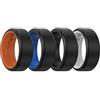 King Will Anelli in silicone per uomini e donne, fedi nuziali in gomma, motivo unico, larghezza 8 mm, spessore 2,2 mm, anello comodo, nero e bianco