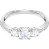 Swarovski 5448843 Anello da Donna Attract Trilogy Round, Bianco, Placcatura Rodio, misura 57