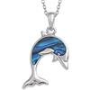 Kiara Jewellery Collana con ciondolo a forma di delfino, intarsiata con conchiglia di abalone bluastra naturale su catenina da 45,7 cm. Placcatura antiossidante