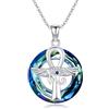ABIGY Ankh Collana con ciondolo a forma di occhio di Horus, in argento sterling 925, con croce egiziana con ciondolo a forma di angelo di cristallo, collana di protezione dell'Egitto, idea regalo per