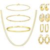 KALVICA 12 Pezzi Set Gioielli Donna Collana Oro Donna Braccialetti Collane a Strati Delicati Set Orecchini Ipoallergenici Impermeabile Gioielli Oro