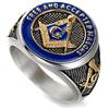 INRENG Anello da uomo in acciaio inox, stile vintage, massonico, biker, colore: blu, Metallo, Non pietra preziosa