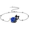 Vadmans Braccialetto Gatto Nero per Donna Argento 925 Braccialetti Cavigliere Gatto Pietra Portafortuna Gioielli Regalo per Donna Moglie Madre (Settembre)