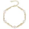 EVER FAITH Gorgeous Cubic Zirconia Wedding Infinity Bracciale Bracciale in finta perla con cristalli intrecciati Rope Knot per donna sposa prom bianco tono oro, Zirconia cubica Zirconi cubici Perla