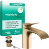 hansgrohe Vivenis 75010140 - Miscelatore per lavabo con scarico a barra, altezza 80 mm, miscelatore per lavabo a risparmio idrico (EcoSmart), bronzo spazzolato