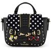 Braccialini Rock La borsa a mano della linea Rock interpreta l'anima più grintosa della collezione attraverso una silhouette strutturata e capiente. La base nera con stampa a pois è arricchita da