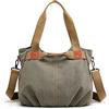 Begalor Borsa da donna in stile retrò con manico robusto e tracolla installabile, Verde militare, Medium