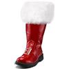 Generico Costume Babbo Natale Uomo Adulto, Stivali da Uomo Babbo Natale, con Gambale a metà Polpaccio in Tinta Unita con Cerniera Laterale e Bordo Bianco per Le Feste Gli Eventi in Maschera