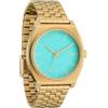 NIXON Time Teller A045 - Orologio analogico da uomo alla moda, impermeabile fino a 100 m, quadrante da 37 mm, cinturino in acciaio inox da 19,5-18 mm, Oro/Turchese/Oro, Time Teller