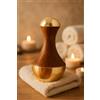 Spanzo Creation Kansa Wand - Mini massaggiatore ayurvedico 2 in 1, per disintossicazione e rilassamento profondo, manico in legno di teak (naturale-4)