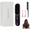 Farmty® Spazzola lisciante per capelli senza fili, Pettine per Riscaldamento Elettrico, Dotato di display a LED, ideale per l'uso quotidiano e i viaggi (Nero)
