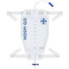 AIESI® Sacche per urina da gamba 750 ml tubo 10 cm (50 pezzi) con rubinetto di scarico a croce (T) e valvola anti-reflusso HOSPI-GO, Rivestita in TNT