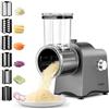 FOHERE Grattugia Formaggio Elettrica 250W Motore DC, Tagliaverdure | Elettrico 6-in-1, Affettaverdure Professionale con Bocca Larga per Formaggio in frutta, patate, cetrioli, formaggio