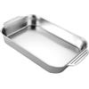 Generic 2 vassoi per alimenti in acciaio inox con manico, antiruggine, durevoli, rettangolari, profondi, per cucina, forno, frigorifero e pentola calda (L(40 x 30 x 6,5 cm)