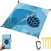 FARYODI Coperta da spiaggia anti-sabbia, impermeabile, con chiodi di fissaggio, pratico moschettone e borsa, portatile, pieghevole, coperta da picnic, per vacanze al mare, campeggio (tartaruga)