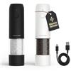 LARS NYSØM Macina Sale e Pepe Elettrico Set da 2, Ricaricabile USB-C, Macinapepe Automatico con Macinatura Regolabile, Macinino in Ceramica, Luce LED, Riempibile (Black/White)