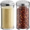 GEEX DEPOT (2, 12 oz) - Shaker per parmigiano e peperone rosso in plastica trasparente con coperchio in acciaio inox con fori medi, dispenser per zucchero/spezie (360 ml)