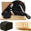 TECKZOON Affettatrice Manuale per Pane in Acciaio Inox 304, Tagliapane Retrò Pieghevole con 6 Ventose, Spessore Regolabile 0-20 mm e Copertura Antipolvere per Pane, Formaggio e Verdure