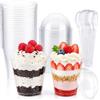 Yegookay 50 bicchieri da dessert in plastica, 180 ml, rotondi, con coperchi e | Bicchieri impilabili da dessert riutilizzabili, ideali per tiramisu, mousse, budino, gelato e finger food per feste e buffet