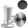 SZJYG Pressa in polvere per caffè espresso da 53 mm, pressa in polvere per caffè da 53 mm, pressa in polvere regolabile, con scala regolabile, accessori per macchina da caffè + silicone (argento)
