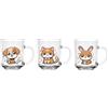 Sendez Set di 6 bicchieri con motivo animale, cane, gatto, coniglio, 230 ml, bicchieri con manico, vetro pressato colorato, lavabili in lavastoviglie, bicchieri per bambini e adulti