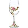 XUDREZ Bicchieri da vino con fiore smaltato dipinto senza piombo, 320 ml, rosso, bianco, rosa