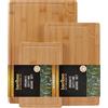 TEGOVE Tagliere da Cucina, 3 Set Tagliere in Bambù, Tagliere in Legno da Cucina,Chopping Board Reversibile con Scanalatura per Verdure, Frutta, Salame e Pane e per Servire Cracker e Formaggio
