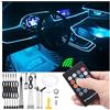 QAUBEN Kit di luce dell'atmosfera dell'auto 8m Fibra ottica Multicolore memoria sincronizzazione musica attiva Controllo remoto RF 64 colori USB Kit di illuminazione ambientale interno auto Footwell