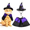 Dxhycc Costume da mago per gatto di Halloween, mantello e cappello in raso viola, dimensioni 13,5 x 15,5 cm, per gatti e cani di piccola taglia, divertente, per cosplay di cani e gatti