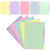XIANGJIEU 25 Fogli/5 Set Separatori A5 Schedari Colorati Registro 6 Fori Divisori Indice per Quaderno Fogli Mobili Personal Organizer