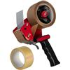 AGT Dispenser manuale per nastro da imballaggio con 2 rotoli inclusi marrone e trasparente