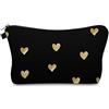 Aiphamy Simpatica borsa da viaggio per trucchi, piccola idea regalo per, Cuore in oro spazzolato, 4.8 x 7.5 x 1.5 inches, casual